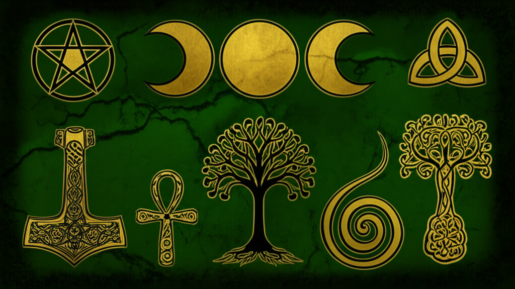 Collection of sacred pagan symbols